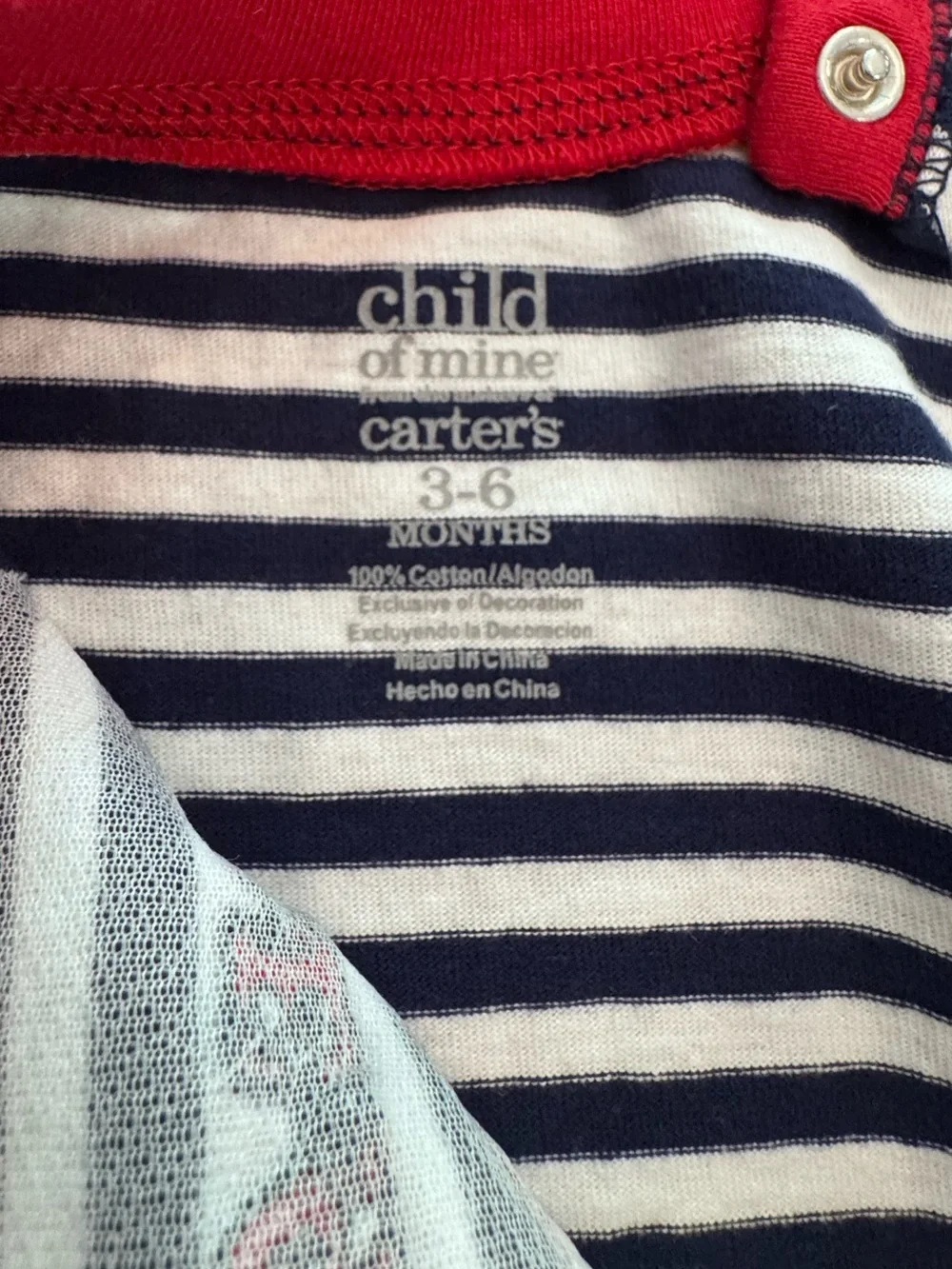 NWOT Carter’s baby boy's 3-6M sleeveless navy blue/white stripe Team USA romper